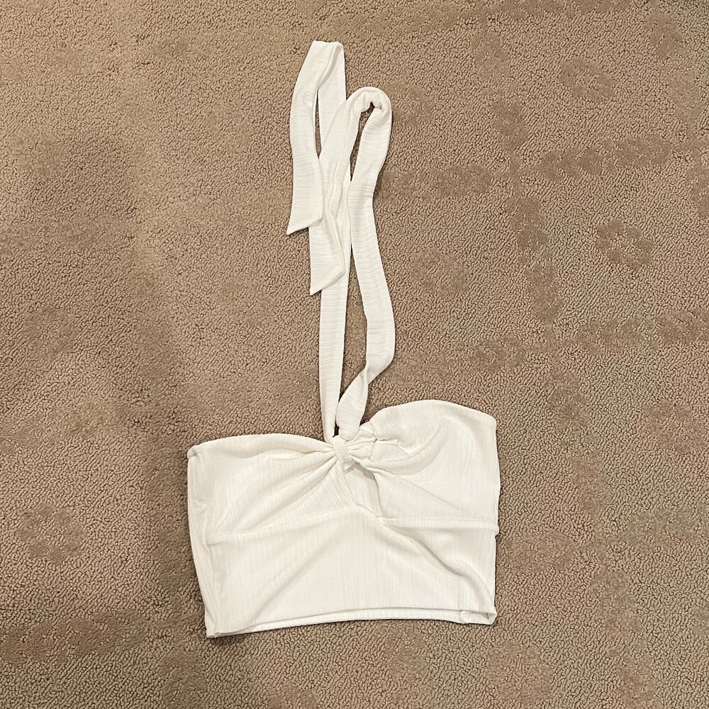 White Le Lis Tie-up Halter Top- S